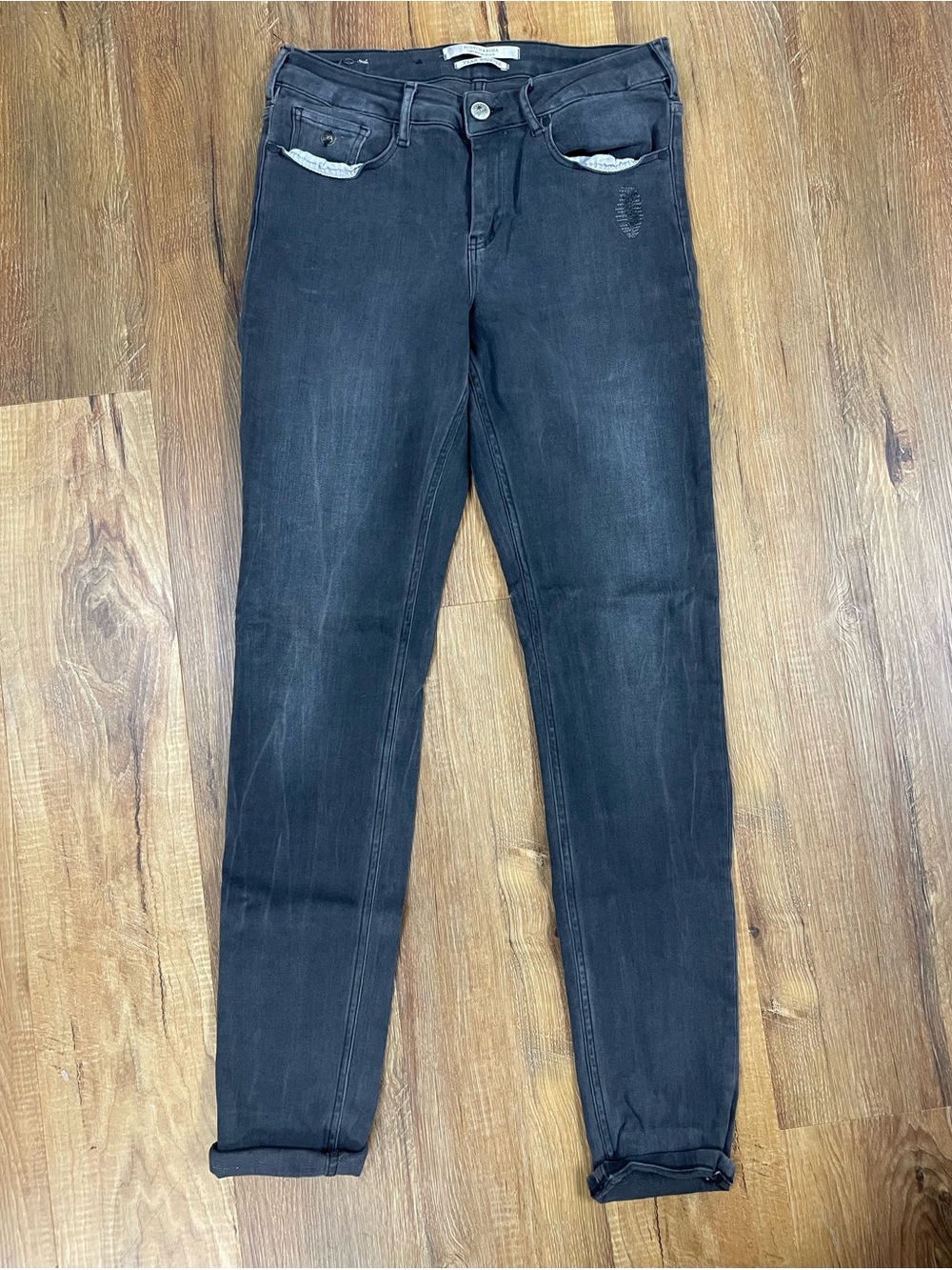 Scotch & Soda “The Rooster” gray distressed stretch high waisted skinny jeans 29